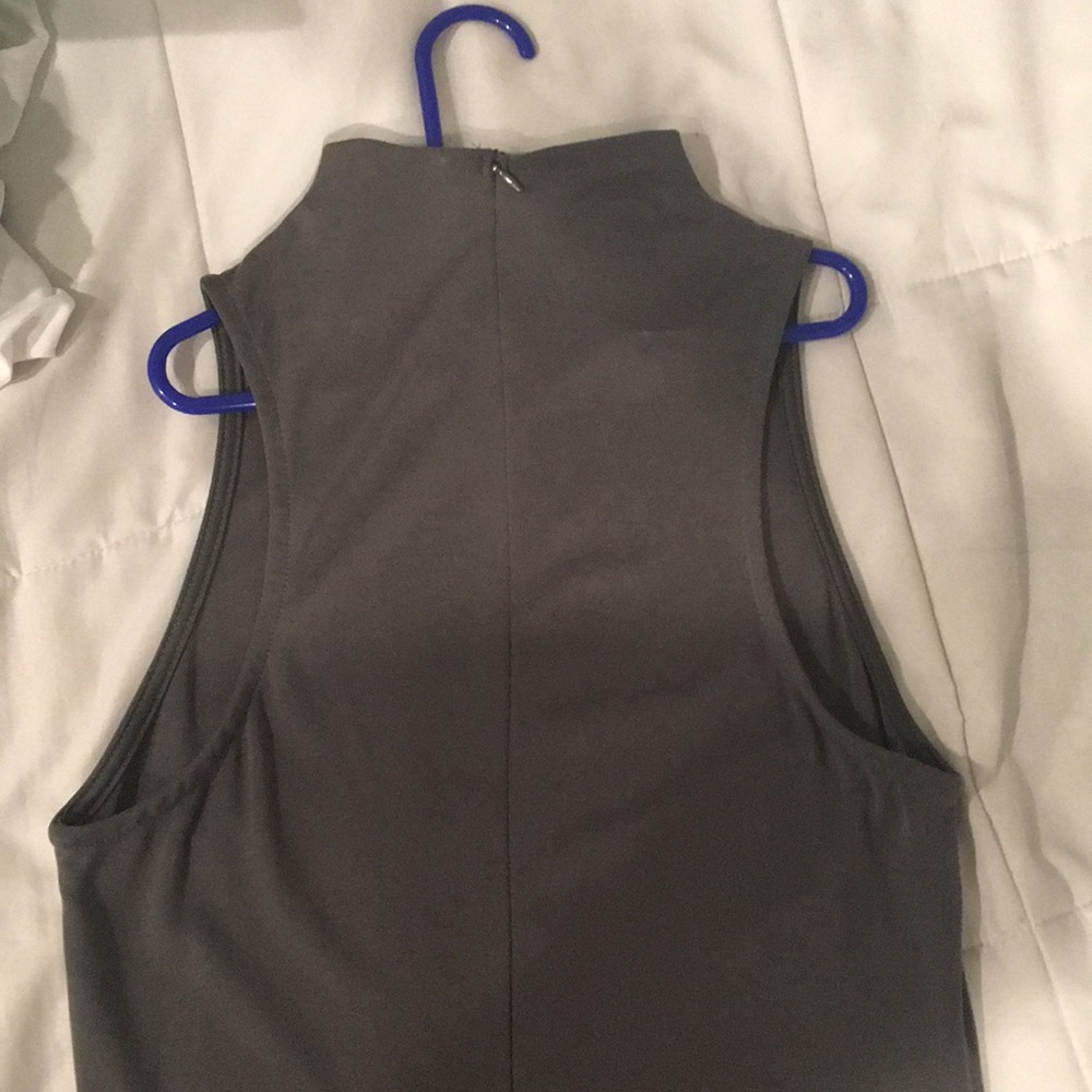 Dark army green slit dress